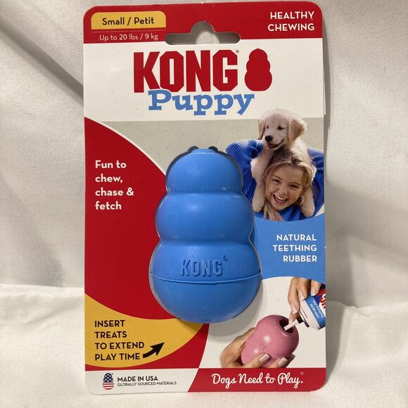 Original KONG for Puppy Healthy Chewing Toy Small Blue Chew Chase Fetch - Picture 1 of 10
